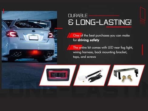 F1 Clear Lens LED Rear Fog Light Kit - Plug and Play Brake Light Compatible With 2015-2021 Subaru WRX STI Red Bar - Functions as Tail Lamp & Brake Lamp in Kuwait