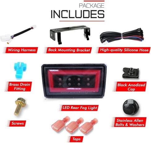F1 Clear Lens LED Rear Fog Light Kit - Plug and Play Brake Light Compatible With 2015-2021 Subaru WRX STI Red Bar - Functions as Tail Lamp & Brake Lamp in Kuwait
