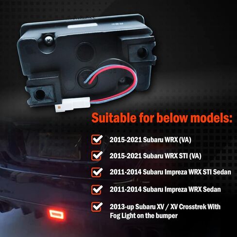 F1 Clear Lens LED Rear Fog Light Kit - Plug and Play Brake Light Compatible With 2015-2021 Subaru WRX STI Red Bar - Functions as Tail Lamp & Brake Lamp in Kuwait