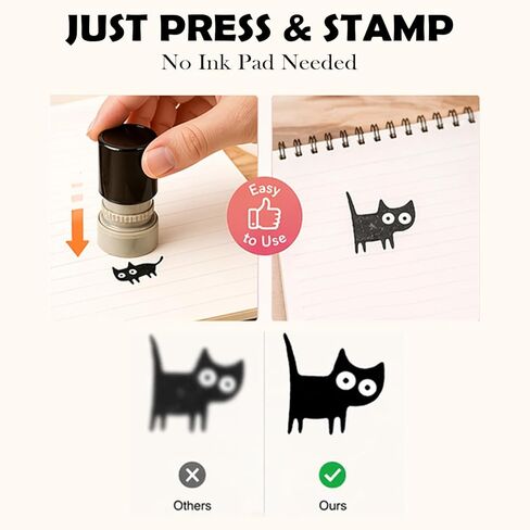 4 Pcs Self Inking Cat Stamp Set, Halloween Vintage Black Cat Pattern Craft Stamps, Refillable Mini Kitten Stamps for Journals, Scrapbook, Cards, Making Planner DIY Letter & Teacher Rewards in Saudi Arabia