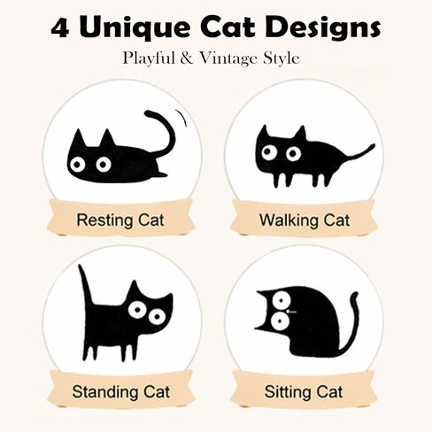 4 Pcs Self Inking Cat Stamp Set, Halloween Vintage Black Cat Pattern Craft Stamps, Refillable Mini Kitten Stamps for Journals, Scrapbook, Cards, Making Planner DIY Letter & Teacher Rewards in Saudi Arabia
