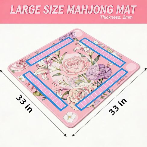 Mahjong Mat - Non-Slip Noise Reduction Gaming Mat 33 * 33 Inch for Mahjong/Poker/Board Games/Dominoes/Card Games(Pink) in Saudi Arabia
