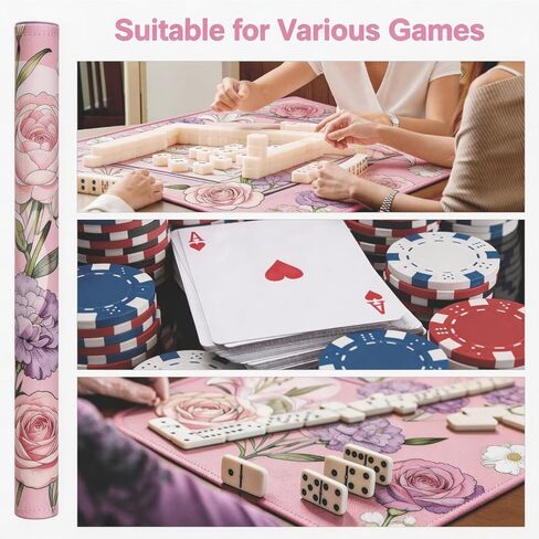 Mahjong Mat - Non-Slip Noise Reduction Gaming Mat 33 * 33 Inch for Mahjong/Poker/Board Games/Dominoes/Card Games(Pink) in Saudi Arabia