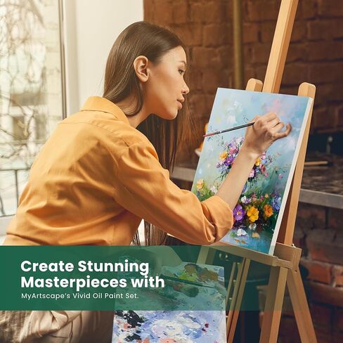 مجموعة طلاء زيتي من MyArtscape، 24 لونًا، أنابيب 24 × 0.41 أونصة سائلة (12 مل)، أصباغ فنان ثقيلة للرسم على القماش، تشبع ألوان زاهية غنية، مزج سلس، لمسة نهائية لامعة in Kuwait