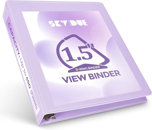 SKYDUE 1.5 Inch 3 Ring Binders, Holds 450 Sheets of 8.5x11 Paper, Heavy Duty School Binder, Custom View Cover with Interior Storage Pockets, Purple in Kuwait