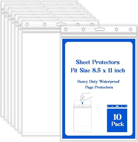 12Pc Clear Sheet Page Protectors, 8.5" X 11" Plastic Paper Sheet Protectors Heavy Duty, Plastic Covers for Documents, Photos, and Wall Sign in Kuwait