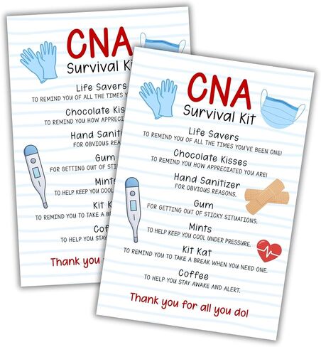Lashicorn CNA Survival Kit 30pk 4x6" Postcards Medical Healthcare Appreciation Gift Bags Goodies New Nurses HR Employee Appreciation Professional in Kuwait