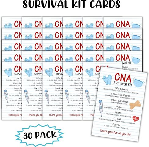 Lashicorn CNA Survival Kit 30pk 4x6" Postcards Medical Healthcare Appreciation Gift Bags Goodies New Nurses HR Employee Appreciation Professional in Kuwait