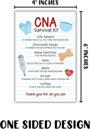 Lashicorn CNA Survival Kit 30pk 4x6" Postcards Medical Healthcare Appreciation Gift Bags Goodies New Nurses HR Employee Appreciation Professional in Kuwait