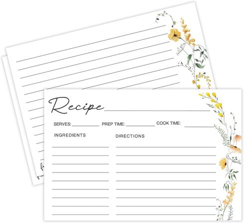 50 Pack 4x6 Recipe Cards, Double Sided Wildflower Cute Recipe Cards for Bridal Shower, Weeding, Housewarming, Kitchen Gifts, Christmas Cardstock Index Menu Card in Saudi Arabia