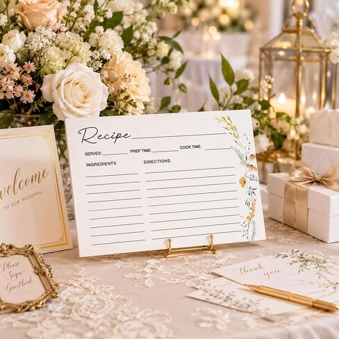 50 Pack 4x6 Recipe Cards, Double Sided Wildflower Cute Recipe Cards for Bridal Shower, Weeding, Housewarming, Kitchen Gifts, Christmas Cardstock Index Menu Card in Saudi Arabia