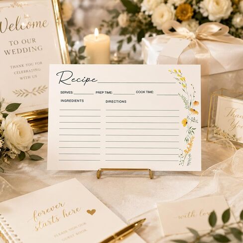 50 Pack 4x6 Recipe Cards, Double Sided Wildflower Cute Recipe Cards for Bridal Shower, Weeding, Housewarming, Kitchen Gifts, Christmas Cardstock Index Menu Card in Saudi Arabia