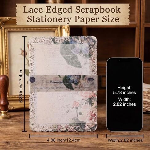 30Sheets Lace Edged Scrapbook Paper 3Pack Vintage Decorative Paper Assorted Background Scrapbooking Embellishments for Stationery Letter Writing Junk Journal Supplies DIY Collage 4.9x6.9 in in Saudi Arabia