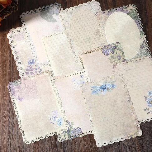 30Sheets Lace Edged Scrapbook Paper 3Pack Vintage Decorative Paper Assorted Background Scrapbooking Embellishments for Stationery Letter Writing Junk Journal Supplies DIY Collage 4.9x6.9 in in Saudi Arabia
