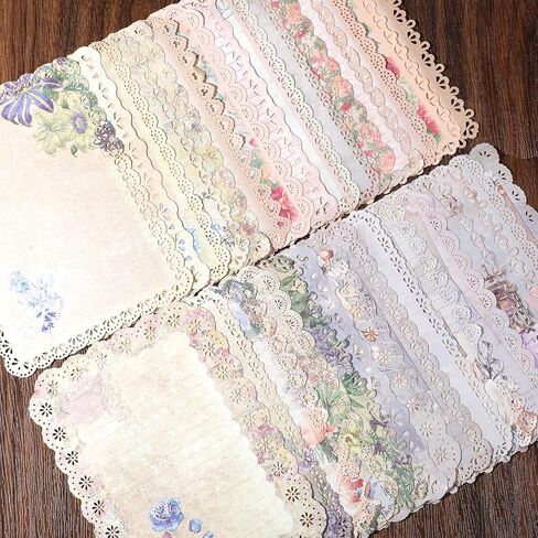 30Sheets Lace Edged Scrapbook Paper 3Pack Vintage Decorative Paper Assorted Background Scrapbooking Embellishments for Stationery Letter Writing Junk Journal Supplies DIY Collage 4.9x6.9 in in Saudi Arabia
