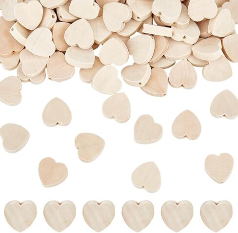 OLYCRAFT 100Pcs Heart Shape Wood Beads with 2.5mm Hole Wooden Heart Beads 20mm Unfinished Wooden Loose Beads Heart Spacer Beads for Bracelets Jewelry Making Hair DIY Craft Handmade Decor in Saudi Arabia