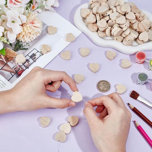 OLYCRAFT 100Pcs Heart Shape Wood Beads with 2.5mm Hole Wooden Heart Beads 20mm Unfinished Wooden Loose Beads Heart Spacer Beads for Bracelets Jewelry Making Hair DIY Craft Handmade Decor in Saudi Arabia