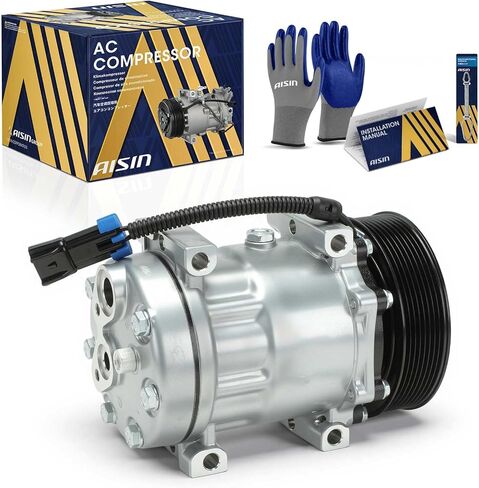 AISIN AFTERMARKET ACCAZ-00812 Air Conditioner AC Compressor - Compatible with Kenworth T660 T680 T880, Peterbilt 365 367 388 389 567 579 587-2015-2016 - with 8-Pulley Groove, with Clutch in Kuwait