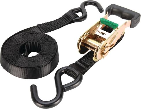 Performance Tool W1856 1-in X 14-ft Ratcheting Tie Down Strap: 1000 lb Load Limit, 3000 lb Break Strength, Strong Poly Webbing, Padded Comfort Ratchet Handle, Vinyl Hooks, Heavy Duty, Black in Kuwait