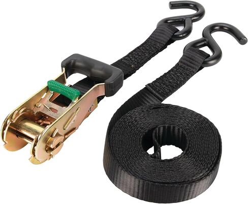 Performance Tool W1856 1-in X 14-ft Ratcheting Tie Down Strap: 1000 lb Load Limit, 3000 lb Break Strength, Strong Poly Webbing, Padded Comfort Ratchet Handle, Vinyl Hooks, Heavy Duty, Black in Kuwait