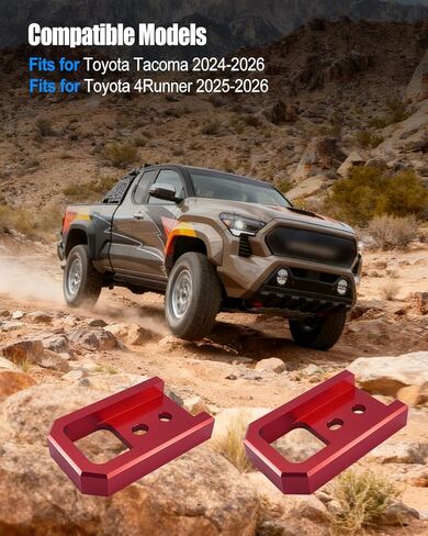 خطافات السحب الأمامية تناسب Toyota Tacoma 2024-2026 4Runner 2025-2026 Land Cruiser 250 2024-2026، عبوتان باللون الأحمر T6061 خطافات سحب من سبائك الألومنيوم، ملحقات سحب مثبتة مباشرة in Kuwait