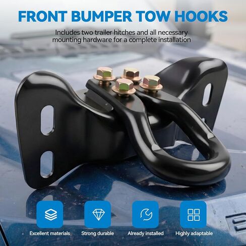 Front Bumper Tow Hooks:Compatible with 2017-2026 Ford Super Duty F250 F350 F450 F550,Part # HC3C17B804AB, BLACK in Saudi Arabia