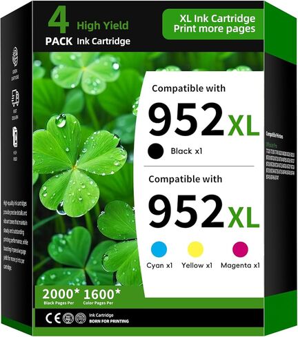 952XL Ink Cartridge 4-Pack Combo Pack Replacement for HP 952 | 952XL Ink Compatible with HP OfficeJet Pro 7720 7730 8724 8725 8726 8727 8728 Printer Ink (4PK BK/C/M/Y) in Saudi Arabia