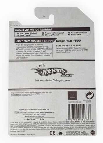 Hot Wheels 2007 New Models #5 Dodge Ram Red 1500 #2007-5 Collectible Collector Car in Kuwait