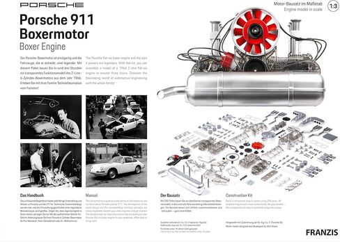 Franzis 67224 Porsche 911 boxer engine facelift, faithful engine kit of the classic, air-cooled 6-cylinder engine in scale 1:4, including sound module, instructions and 86-page accompanying book in Saudi Arabia