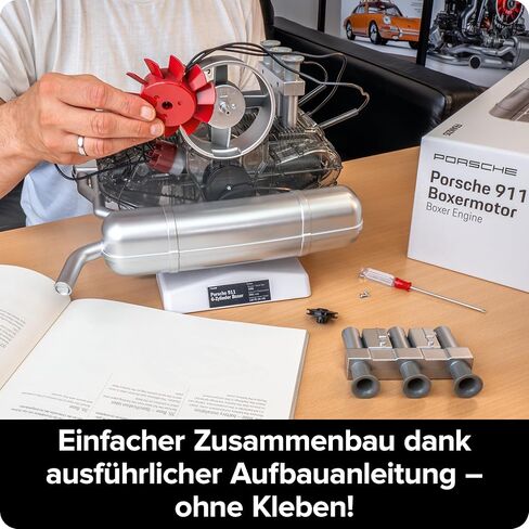 Franzis 67224 Porsche 911 boxer engine facelift, faithful engine kit of the classic, air-cooled 6-cylinder engine in scale 1:4, including sound module, instructions and 86-page accompanying book in Saudi Arabia