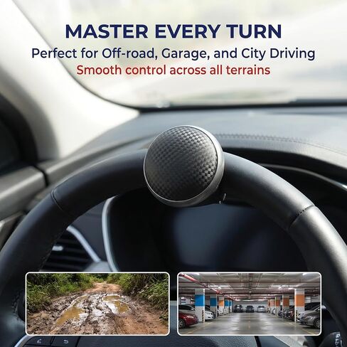 1 PC Steering Wheel Knob, 360-degree Rotating Silicone Anti-slip Spinner, Ball Bearing Power Assist Handle, Universal for Most Cars, Trucks, SUVs (Black) in Saudi Arabia