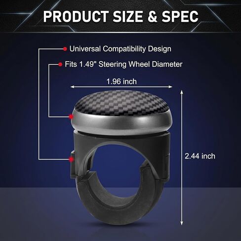 1 PC Steering Wheel Knob, 360-degree Rotating Silicone Anti-slip Spinner, Ball Bearing Power Assist Handle, Universal for Most Cars, Trucks, SUVs (Black) in Saudi Arabia