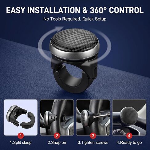 1 PC Steering Wheel Knob, 360-degree Rotating Silicone Anti-slip Spinner, Ball Bearing Power Assist Handle, Universal for Most Cars, Trucks, SUVs (Black) in Saudi Arabia
