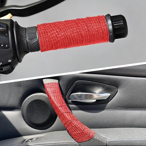 2PCS Car Steering Wheel Cover Wrap Tape, Non-Slip Sweat-Absorbent Steering Wheel Protective Strap Bandage, Breathable Vehicle Interior Accessories, Universal for Car Truck SUV (14.76Ft/Red) in Saudi Arabia
