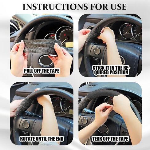 2PCS Car Steering Wheel Cover Wrap Tape, Non-Slip Sweat-Absorbent Steering Wheel Protective Strap Bandage, Breathable Vehicle Interior Accessories, Universal for Car Truck SUV (14.76Ft/Red) in Saudi Arabia