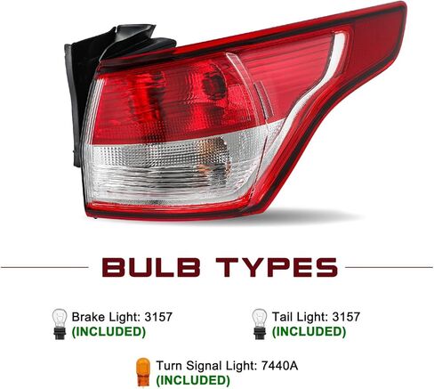 JSBOYAT Halogen Tail Light Assembly Replacement Fit for 13-16 Ford Escape OE Rear Taillight Brake Tail Lamp (Right Passenger Side) in Saudi Arabia
