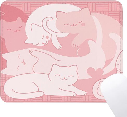 Pink Cat Mouse Pad - Cute Pink Cat Office Supplies Desk Decor, Square Waterproof Non-Slip Rubber Base Kawaii Anime Mousepad for Computers Office Accessories 7.9x9.5 Inch in Kuwait