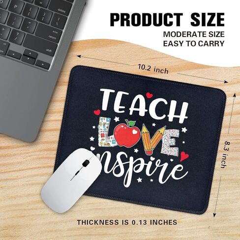 لوحة ماوس Teach Love Inspire Funny Teacher Square غير قابلة للانزلاق مقاومة للماء بحافة مخيطة، لأجهزة الكمبيوتر اللاسلكية والمكاتب والمنزل، هدية تقدير المعلم، هدايا تقدير التقاعد للمعلم in Kuwait