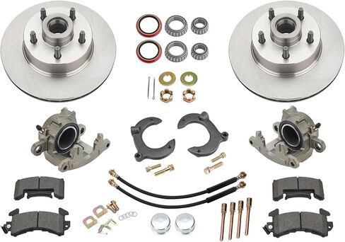 Mustang II 11-Inch Complete Brake Kit Upgrade, Fits Ford 5 x 4-1/2 Bolt Pattern, Includes Rotors, Calipers, Hoses, & Hardware, Bolt-On Installation for '74-'80 Pinto, Bobcat, Mustang II Spindles in Kuwait