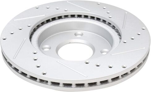 TRQ Front & Rear Brake Pad & Rotor,Shoe & Drum Kit Semi-Metallic Performance Premium G-Coated Slotted X Drilled Compatible with 2009-2014 Nissan Cube 2007-2012 Sentra Versa in Kuwait