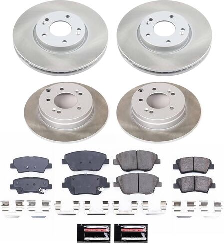 PowerStop Front and Rear Brake Kit for Hyundai Sonata 2011-15 | Kia Optima 2011-16 - Ceramic Brake Pads + Semi Coated Rotors Replacement, SC5376 in Kuwait