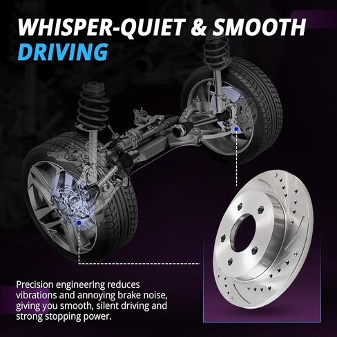 12.99" Front and 12.91" Rear Brake Kit Replacement for Dodge Journey Grand Caravan 2012 2013 2014 2015 2016 2017 2018 2019 2020, Rotors and Brake Pads Front and Rear, Drilled Slotted Brakes in Kuwait