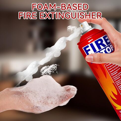 Fire Stop Spray 500ml 4-Pack - Multi-Purpose Aerosol Fire Extinguisher for Home, Kitchen & Car | Class A/B/C/K Portable Fire Suppression with Mounting Bracket, Non-Toxic & Mess-Free in Kuwait