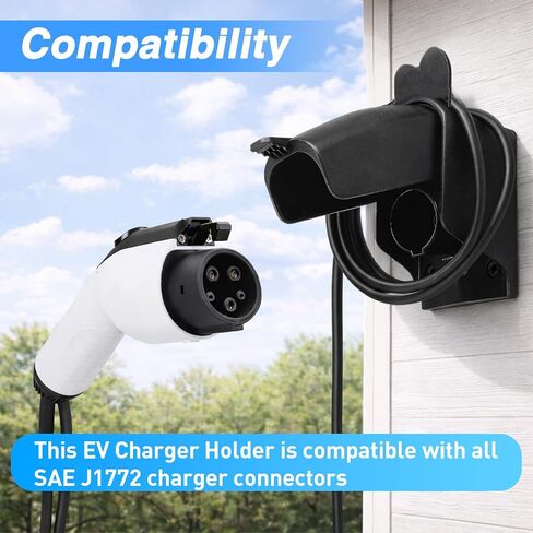 EV Charger Holster Dock, EV Charger Holder Wall Mount Kit Compatible with SAE J1772 Connector, EV Charger Cable Holder for Electric Vehicles in Saudi Arabia