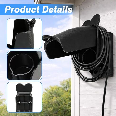 EV Charger Holster Dock, EV Charger Holder Wall Mount Kit Compatible with SAE J1772 Connector, EV Charger Cable Holder for Electric Vehicles in Saudi Arabia