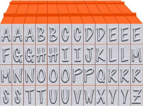 PEGZ® V2 Alphabet Stamps Clickable - Connectable Orange Crush Font (48 Uppercase, 2 Blanks, 50 pc Medium Size) in Saudi Arabia