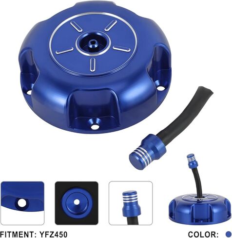 ATV Gas Cap CNC for YFZ 450 YFZ450R 2009-2025 YFZ450 2004-2009 2012-2013 YFZ450X 2009-2011 Blue,Aluminum Venting Solid CNC-Machined Aluminum Built-In One-Way Vent Leak-Proof Flexible Gasket in Kuwait