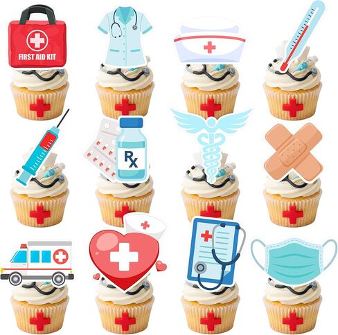Nurse Cupcake Toppers, 24pcs Nurses Week Cake Decoration Nursing School Graduation Cupcake Toppers, Nurse Day Cupcake Toppers for Nursing School Celebration Supplies in Saudi Arabia