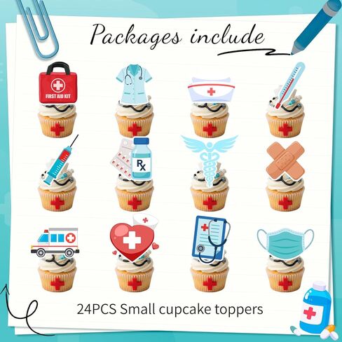 Nurse Cupcake Toppers, 24pcs Nurses Week Cake Decoration Nursing School Graduation Cupcake Toppers, Nurse Day Cupcake Toppers for Nursing School Celebration Supplies in Saudi Arabia