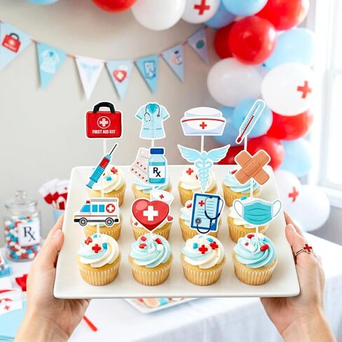 Nurse Cupcake Toppers, 24pcs Nurses Week Cake Decoration Nursing School Graduation Cupcake Toppers, Nurse Day Cupcake Toppers for Nursing School Celebration Supplies in Saudi Arabia